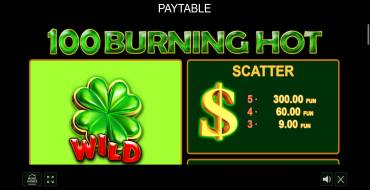 100 Burning Hot: Payout table