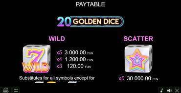 20 Golden Dice: Payout table