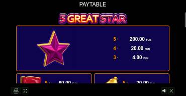 5 Great Star: Payout table