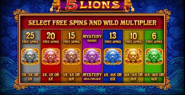 5 Lions: Bonus games