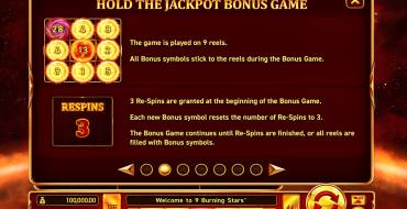 9 Burning Stars: Free spins and/or respins