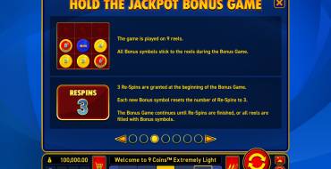 9 Coins Extremely Light: Free spins and/or respins