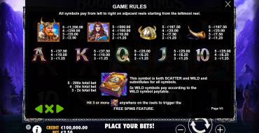 Book of Vikings: Paytable