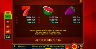 Hot Slot: 777 Coins Extremely Light: Payout table