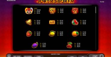 Joker Stoker: Paytable