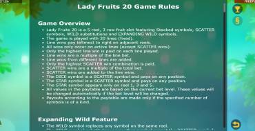 Lady Fruits 20: Rules