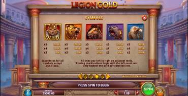 Legion Gold: Payout table