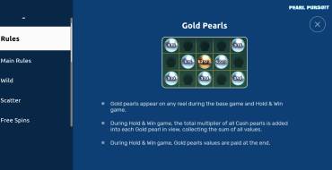 Pearl Pursuit Hold & Win: Payout table