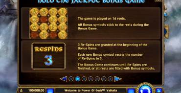 Power of Gods: Valhalla: Free spins and/or respins