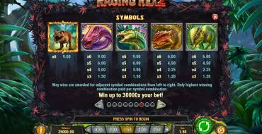 Raging Rex 2: Paytable