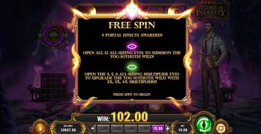 Rich Wilde and the Tome of Insanity: Free spins