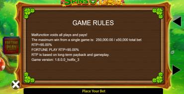 Spins O' Gold Fortune Play: Rules