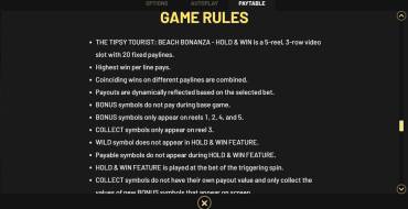 The Tipsy Tourist Beach Bonanza — Hold&Win: Rules