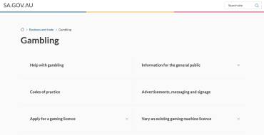 Consumer and Business Services: Gambling section